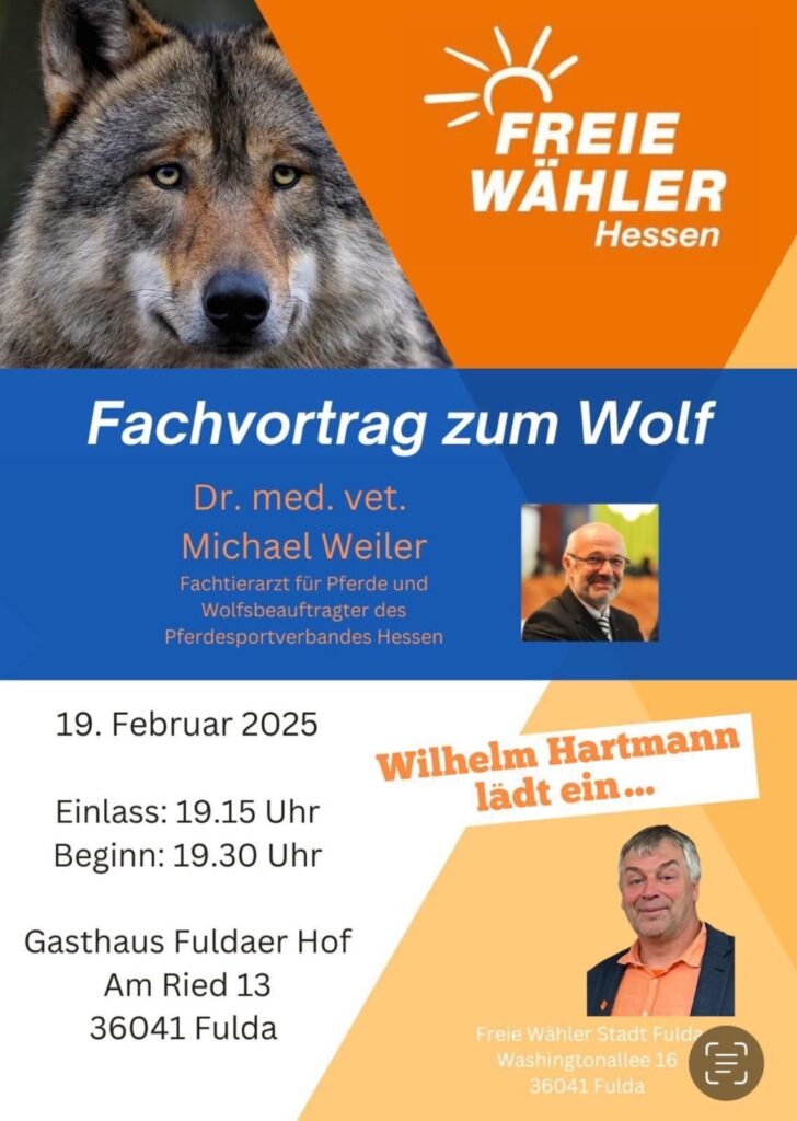 FREIE WÄHLER laden ein: Fachvortrag zum Wolf am 19.2.2025 in Fulda